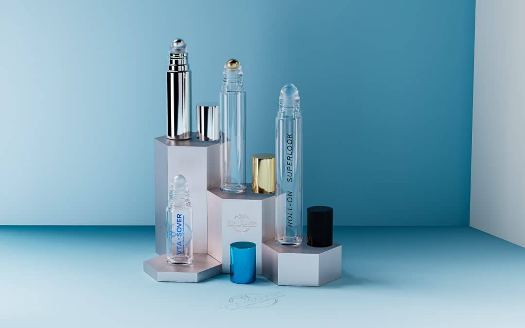 Flacon en verre avec décor métallisé